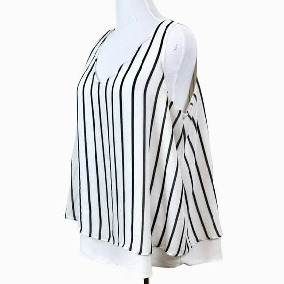 torrid Tops - Torrid Size 2X Georgette Layer Blouse Swing Tank Stripe White Black